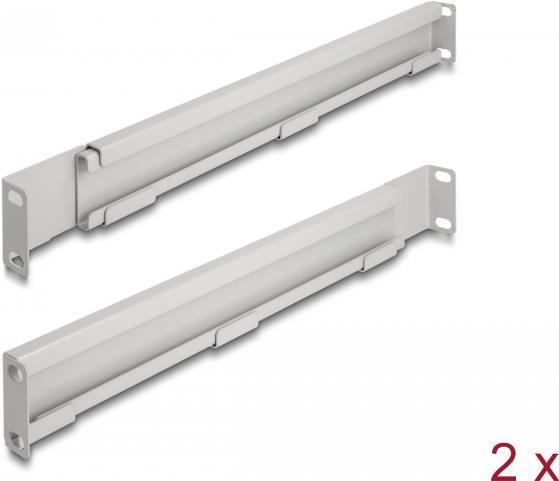 DELOCK - Bracket rack - lunghezza regolabile 368 - 600 mm - pagina - grigio - 1u - 48,3 cm (19 ") (pacchetto con 2)