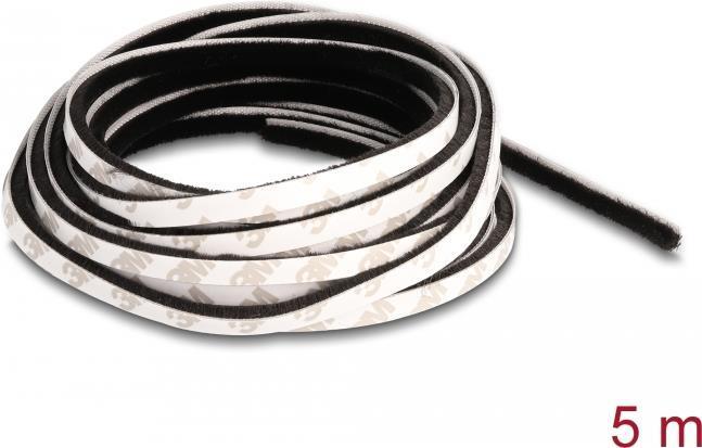 Delock Strisce a spazzola autoadesive 5 mm - lunghezza 5 m nere