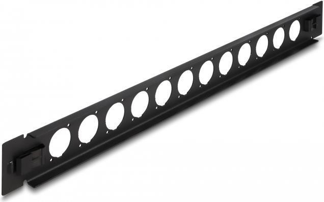 Delock - Pannello patch (piastra cieca) - Tipo D - Montabile in rack - Nero - 1U - 483 cm (19") - 12 porte