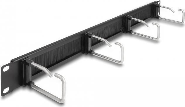 Delock Striscia di spazzole per la gestione dei cavi da 19" con 4 staffe metalliche 1 U nere