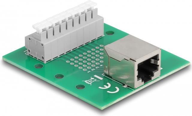 Delock Presa RJ45 su morsettiera con pulsante per guida DIN