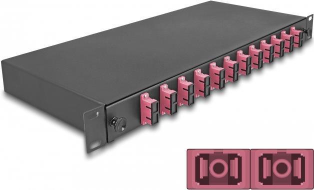 Delock Scatola di giunzione in fibra ottica da 19" 12 x SC Duplex OM4 1U pronta per la giunzione completamente attrezzata
