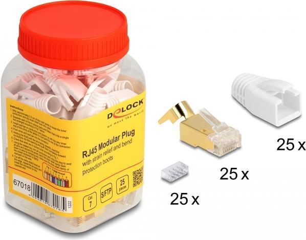 Delock Spina modulare RJ45 con pressacavo e manicotto di protezione antipiega, set di 25
