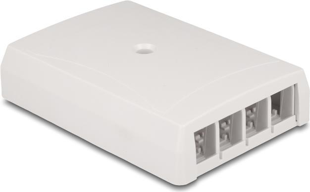Delock Keystone custodia vuota con montaggio superficiale a 4 porte per fibra ottica e rete bianca (67053)