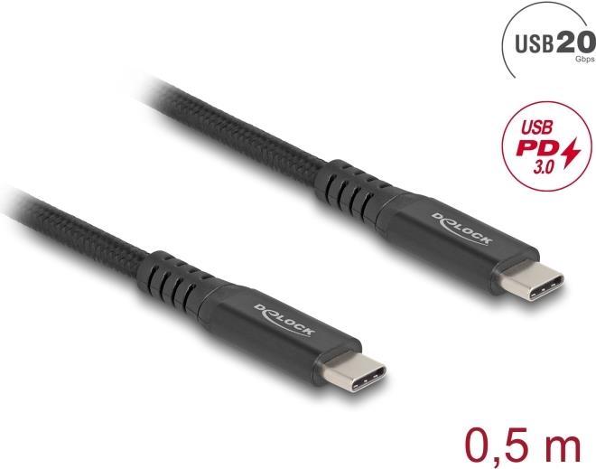 Delock Cavo USB da 20 Gbps Spina USB Type-C da 05 m in metallo nero