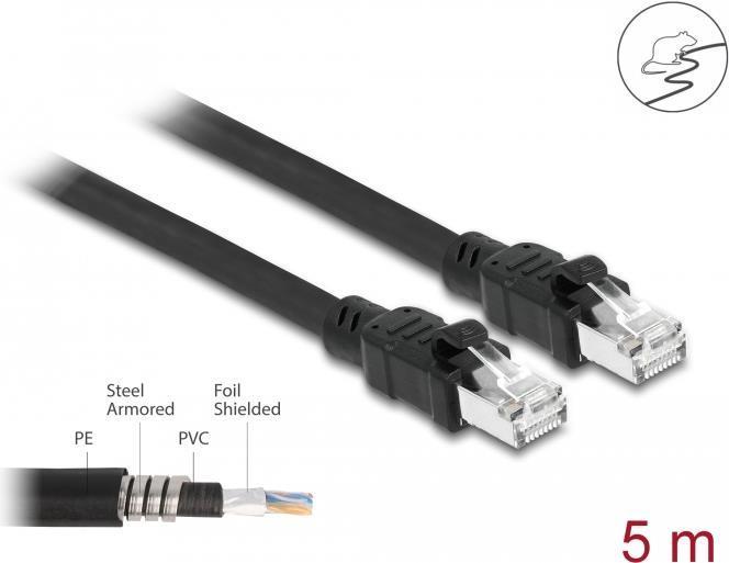 Delock Cavo di rete RJ45 Cat.6A F/UTP con rivestimento interno in metallo da 5 m