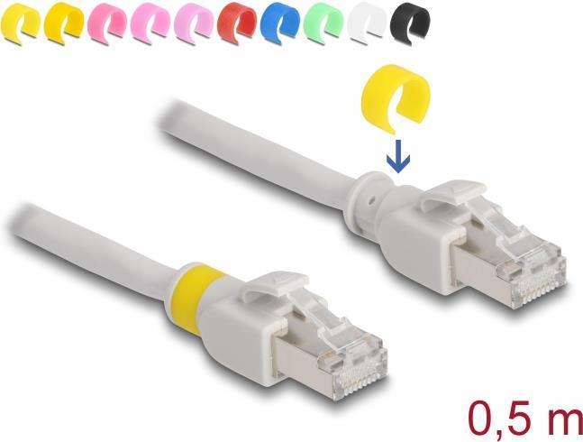 Delock Cavo di rete RJ45 Cat.6A S/FTP con clip colorate 0,5 m
