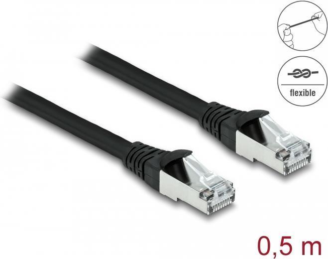 Delock Cavo di rete RJ45 Cat.6A S/FTP PUR da esterno 0,5 m nero