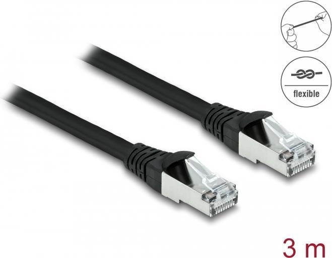 Delock Cavo di rete RJ45 Cat.6A S/FTP PUR da esterno 3 m nero