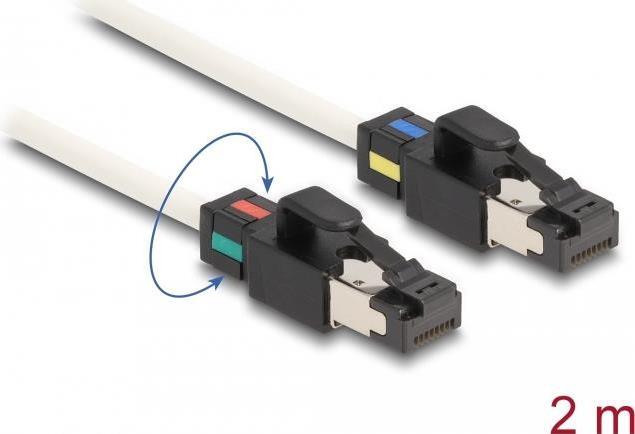Delock Cavo di rete RJ45 da spina a spina Cat.6A S/FTP con codice colore girevole 2 m bianco
