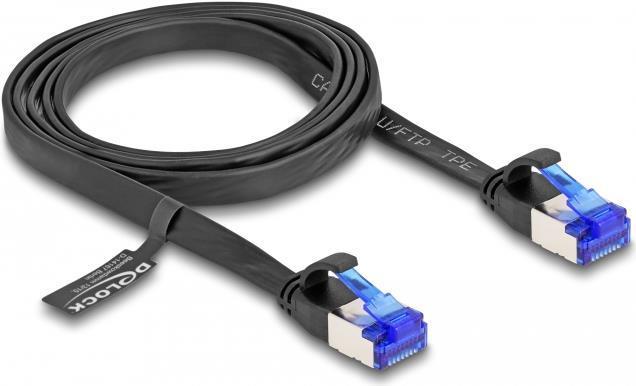 Delock Cavo patch a nastro piatto RJ45 da spina a spina Cat.6A flessibile da 1 m nero