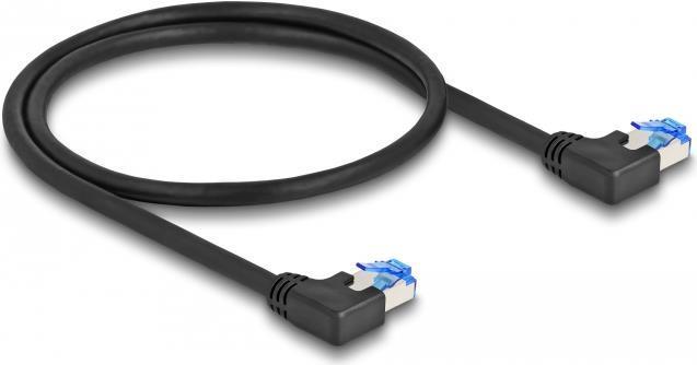 Delock Cavo di rete RJ45 Cat.6A S/FTP angolato a sinistra 0,5 m nero