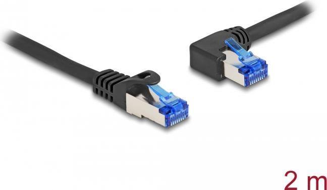 Delock Cavo di rete RJ45 Cat.6A S/FTP dritto/angolato a sinistra 2 m nero