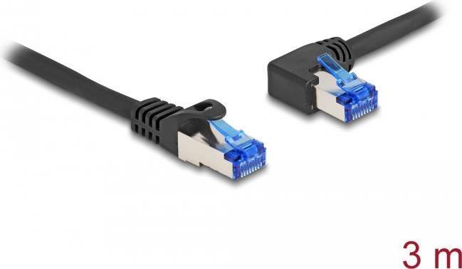 Delock Cavo di rete RJ45 Cat.6A S/FTP dritto/angolato a sinistra 3 m nero