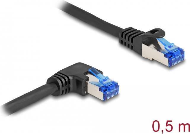Delock Cavo di rete RJ45 Cat.6A S/FTP dritto / ad angolo retto 0,5 m nero