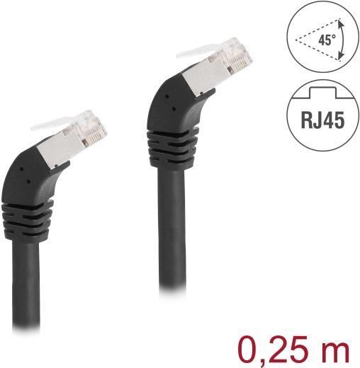Delock Cavo di rete RJ45 Cat.6A S/FTP 45Ã‚Â° angolato verso il basso 0,25 m nero