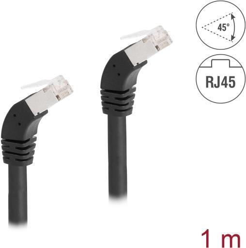 Delock Cavo di rete RJ45 Cat.6A S/FTP angolato a 45Ã‚Â° verso il basso 1 m nero