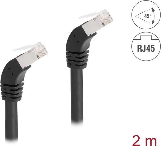 Delock Cavo di rete RJ45 Cat.6A S/FTP angolato a 45Ã‚Â° verso il basso 2 m nero