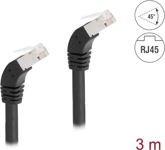 Delock Cavo di rete RJ45 Cat.6A S/FTP angolato a 45Ã‚Â° verso il basso 3 m nero