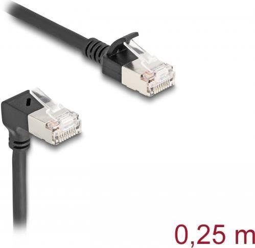 Delock Cavo di rete RJ45 Cat.6A S/FTP Slim angolato a 90Ã‚Â° nella parte superiore / dritto 0,25 m