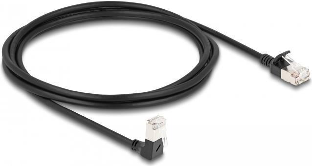 Delock Cavo di rete RJ45 Cat.6A S/FTP Slim angolato a 90Ã‚Â° nella parte superiore / dritto 2 m