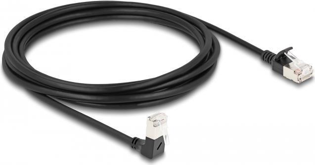 Delock Cavo di rete RJ45 Cat.6A S/FTP Slim angolato a 90Ã‚Â° nella parte superiore / dritto 3 m