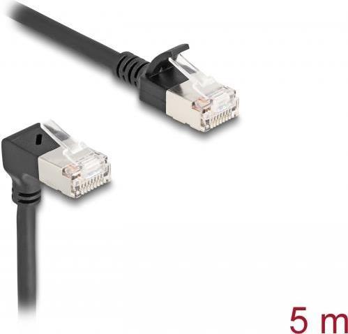 Delock Cavo di rete RJ45 Cat.6A S/FTP Slim angolato a 90Ã‚Â° nella parte superiore / dritto 5 m