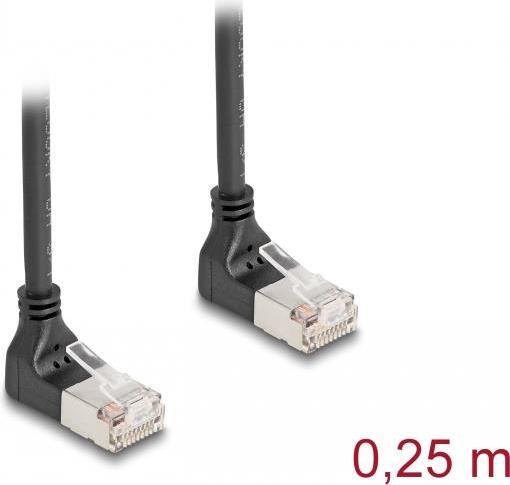 Delock Cavo di rete RJ45 Cat.6A S/FTP Slim 90Ã‚Â° verso il basso/angolato verso il basso 0,25 m