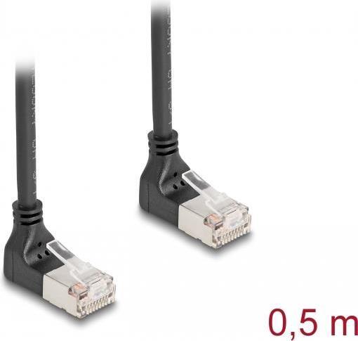 Delock Cavo di rete RJ45 Cat.6A S/FTP Slim 90Ã‚Â° verso il basso/angolato verso il basso 0,5 m