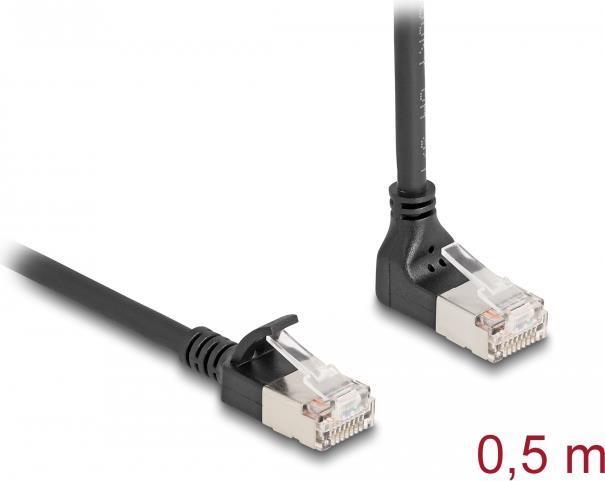 Delock Cavo di rete RJ45 Cat.6A S/FTP Slim angolato a 90Ã‚Â° verso il basso/dritto 0,5 m