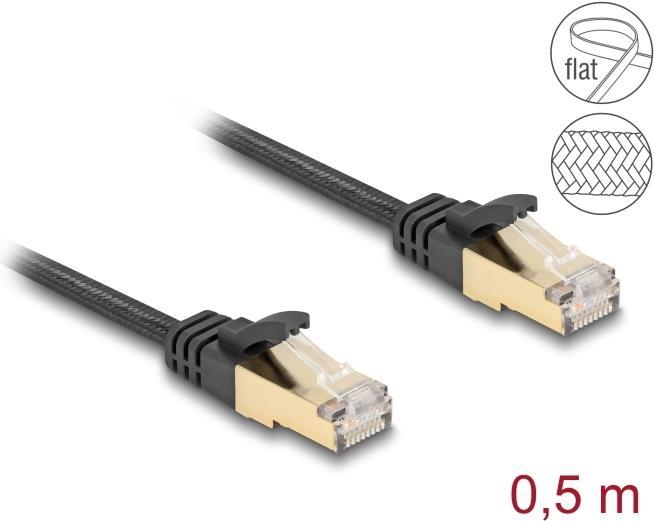 Cavo di rete a nastro piatto RJ45 Delock con guaina intrecciata Connettore U/FTP Cat.6A