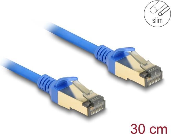 Delock Cavo di rete RJ45 Cat.8.1 F/FTP Slim 0,3 m blu