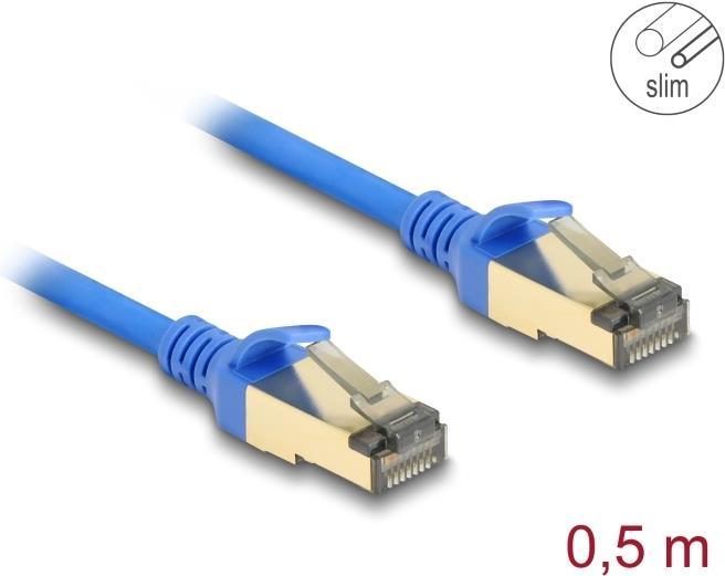 Delock Cavo di rete RJ45 Cat.8.1 F/FTP Slim 0,5 m blu