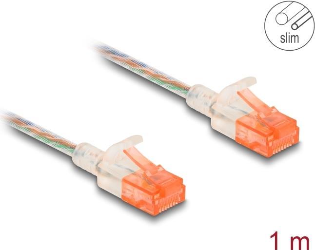Delock Cavo di rete RJ45 Cat.6A U/UTP Slim 1 m trasparente