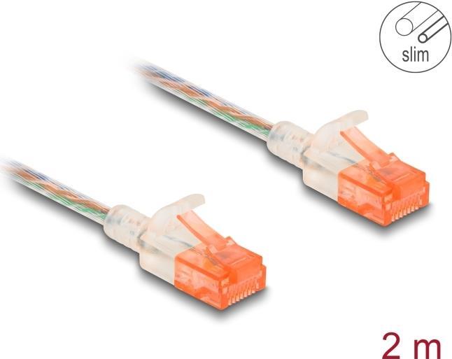 Delock Cavo di rete RJ45 Cat.6A U/UTP Slim 2 m trasparente