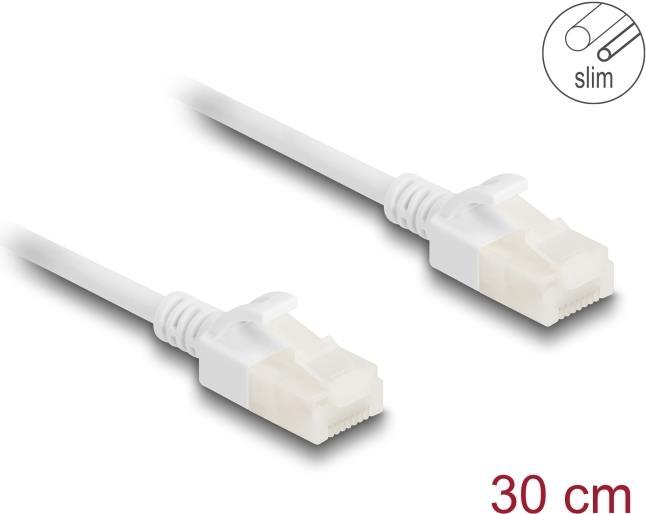 Delock Cavo di rete RJ45 Cat.6A da collegare U/UTP Slim 0,3 m bianco