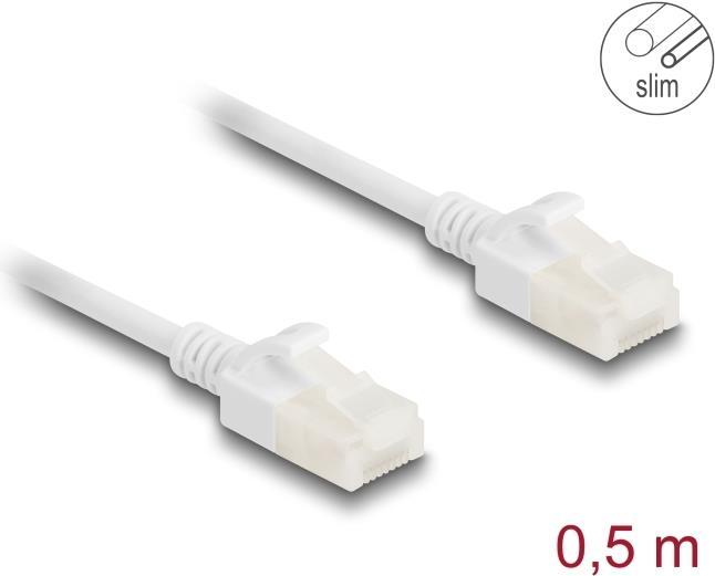 Delock Cavo di rete RJ45 Cat.6A da collegare U/UTP Slim 0,5 m bianco