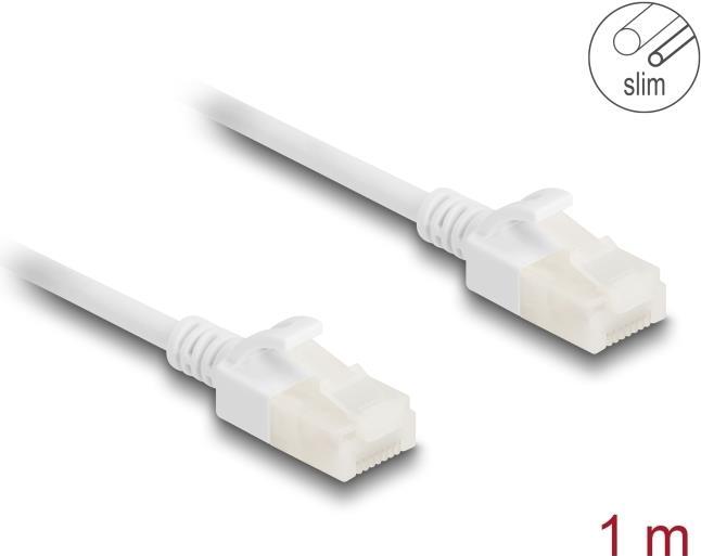 Delock Cavo di rete RJ45 Cat.6A da collegare U/UTP Slim 1 m bianco