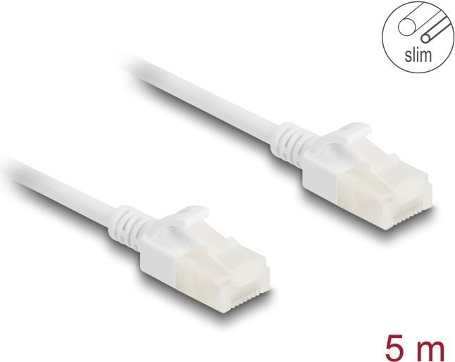 Delock Cavo di rete RJ45 Cat.6A da collegare U/UTP Slim 5 m bianco