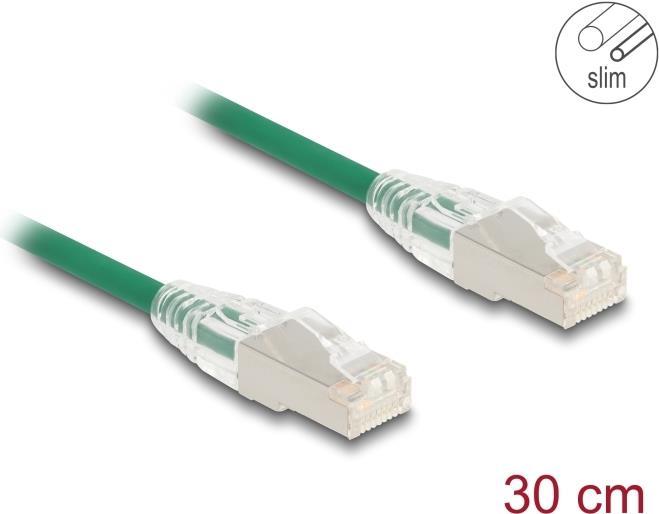 Delock Cavo di rete RJ45 Cat.6A da collegare U/FTP Slim 0,3 m verde