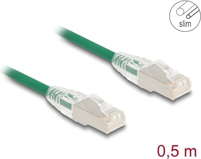 Delock Cavo di rete RJ45 Cat.6A da collegare U/FTP Slim 0,5 m verde