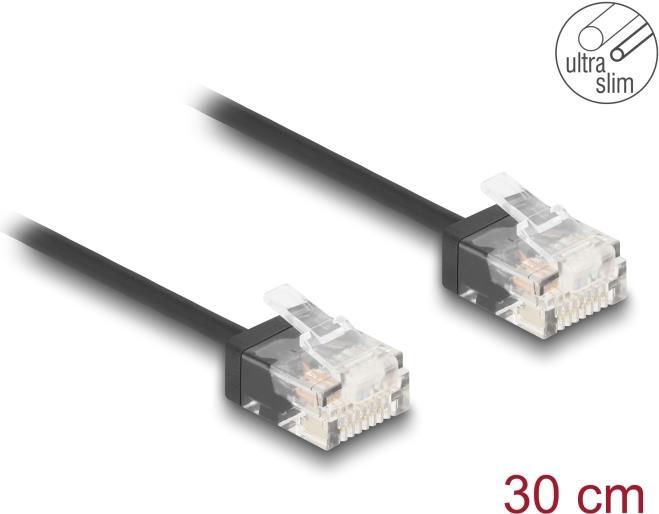 Delock Cavo di rete RJ45 Cat.6 UTP Ultra Slim 0,3 m nero con connettori corti