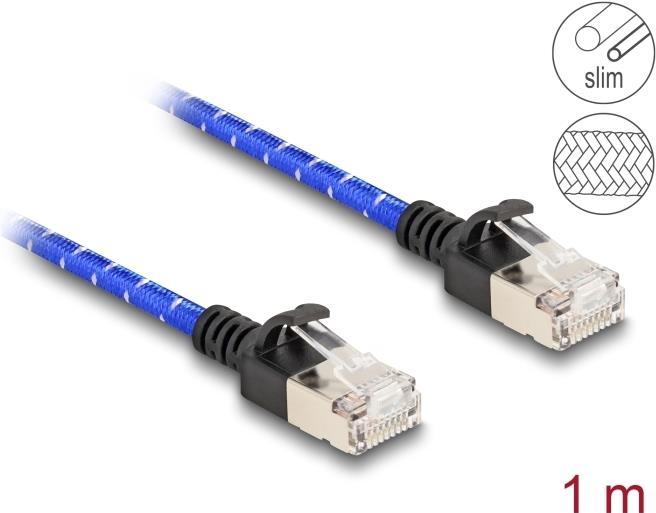 Delock Cavo di rete RJ45 con guaina intrecciata Cat.6A U/FTP Slim 1 m blu