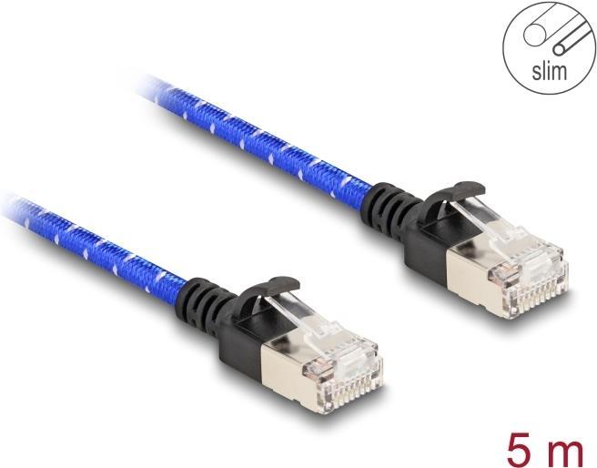 Delock Cavo di rete RJ45 con guaina intrecciata Cat.6A U/FTP Slim 5 m blu