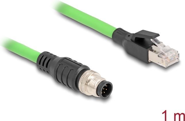 Delock Cavo M12 da spina a 8 pin con codifica A a spina RJ45 PUR (TPU) 1 m