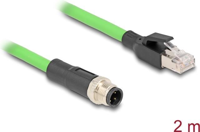 Delock Cavo M12 da spina a 4 pin con codifica D a spina RJ45 PUR (TPU) 2 m