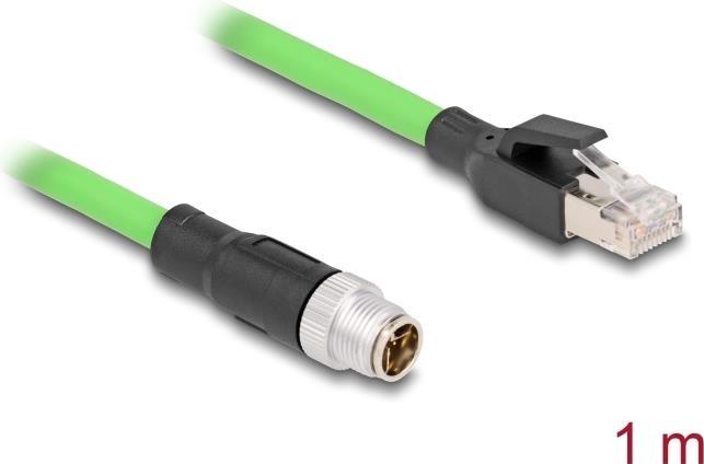 Delock Cavo M12 da spina a 8 pin con codifica X a spina RJ45 PUR (TPU) 1 m