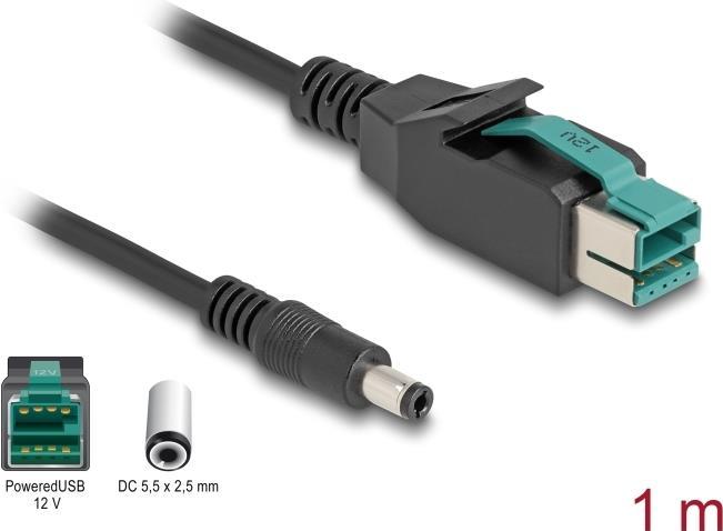 Delock Cavo PoweredUSB con spina da 12 V a CC da 5,5 x 2,5 mm da 1 m