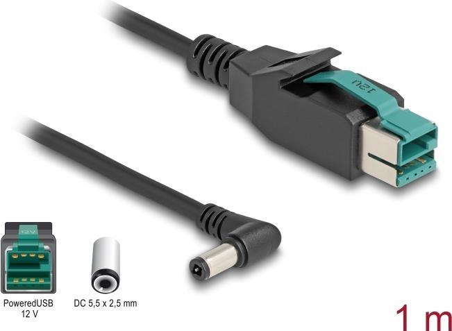 Delock Cavo PoweredUSB con spina da 12 V a DC 5,5 x 2,5 mm spina angolata da 1 m