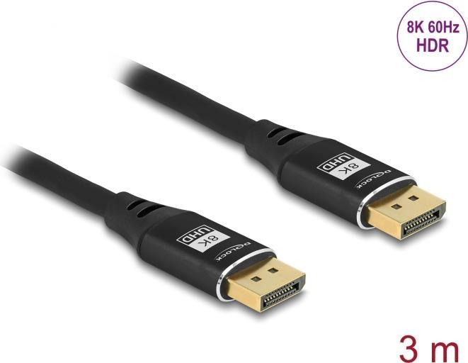 Delock Cavo DisplayPort 8K 60 Hz 3 m nero metallo